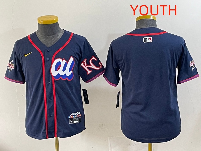 Youth 2025 Kansas City Royals Blank Drak Blue All star Blank Blue Nike MLB Jersey style 1->youth soccer jersey->Youth Jersey